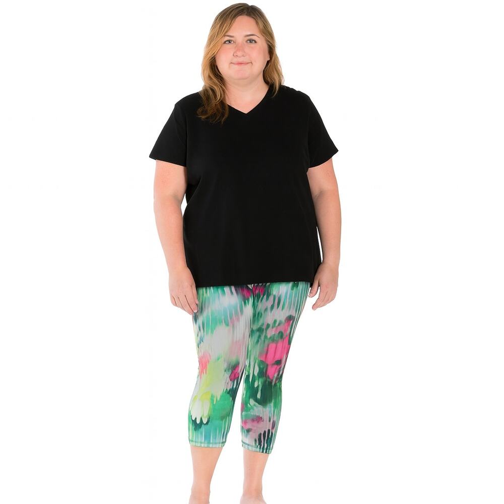 Athleta Bright Multi-Colored Active Capri Legging… - image 1